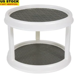 2-Tier Nonskid Turntable Spice Rack Organizer Kitchen Bathroom 360-Degree Rotation Storage Solution Pantry Cabinet Countertop