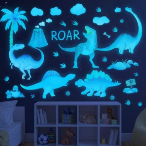 Glow in The Dark Watercolor Dinosaur Wall Stickers